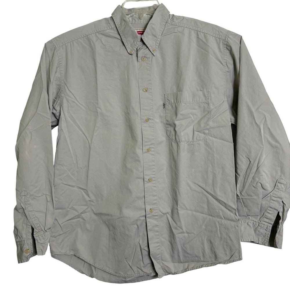 Vintage 90s Levi's Shirt Mens Large BEIGE Oversized Boxy Fit P2P 26" WPL 423